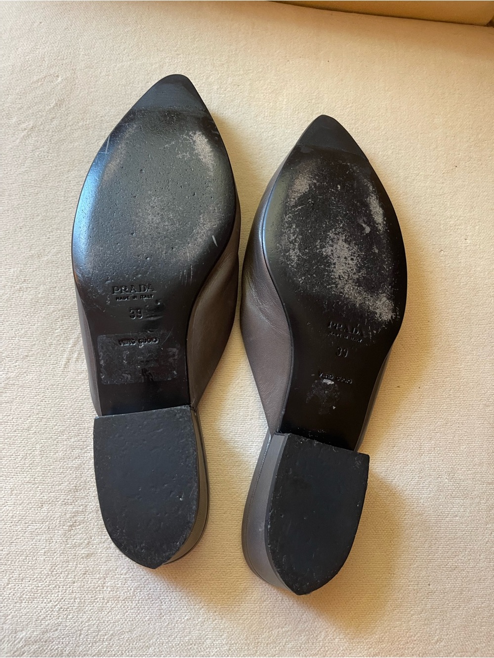 Authenticated Gray Prada Flats with Pink Straps Size 39/9 - Picture 3 of 9